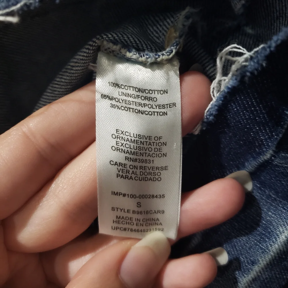 Democracy Frayed Denim Jacket Small 100% Cotton - Picture 9 of 9